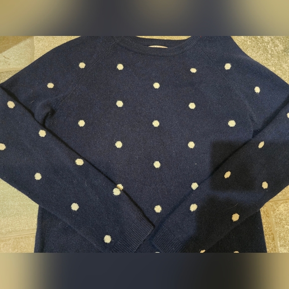 CASHMERE Philosophy Polka Dot Sweater Crew Neck Navy Blue White Small Medium - Picture 4 of 14